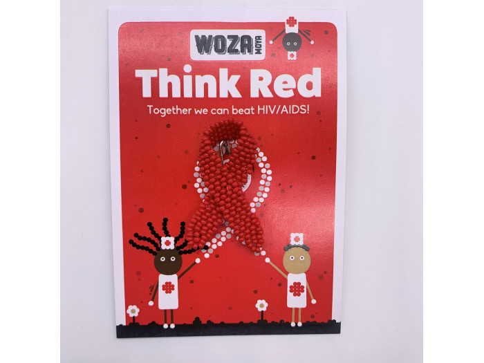 Red Beaded AIDS Pin