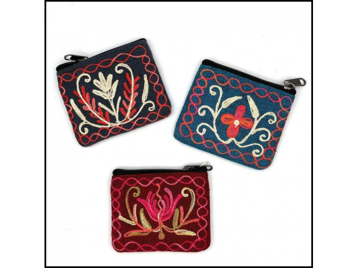 Embroidered Floral Coin Purse