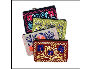 Embroidered Floral Accessory Pouch