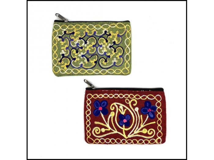 Embroidered Floral Accessory Pouch