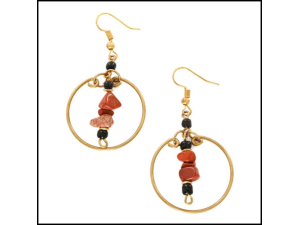 Red & Black Stone Swing Earrings