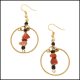 Red & Black Stone Swing Earrings