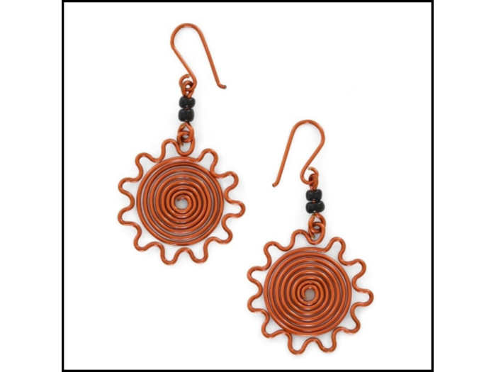 Copper Spiral Sunburst Earrings
