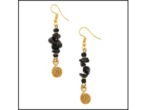 Midnight Stone Spiral Earrings