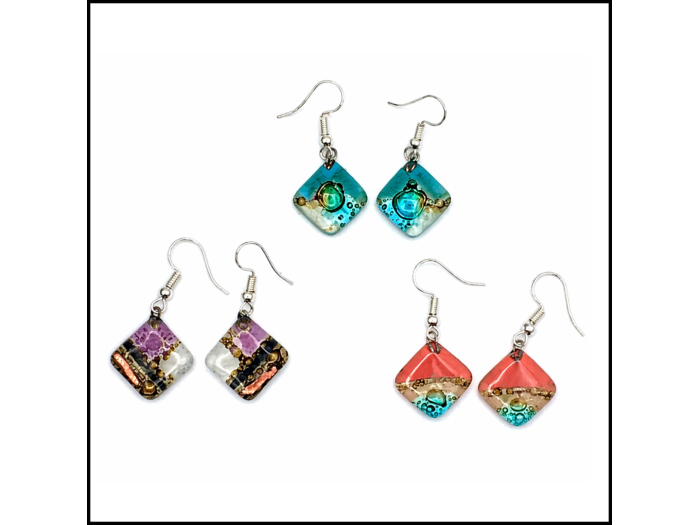 Diamond Glass Earrings