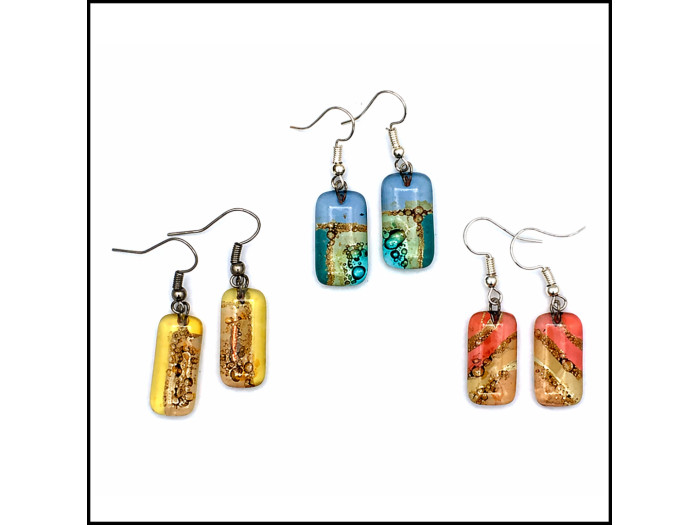 Rectangle Glass Earrings