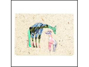 Metal Wire Mother & Baby Giraffe Card