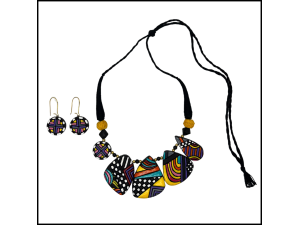 Celestial Geometric Clay Necklace & Earring Set