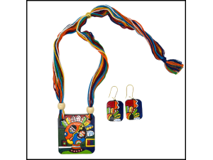 Abstract Self Clay Necklace & Earring Set