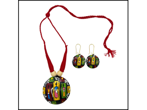 Geo Oval Clay Necklace & Earring Set