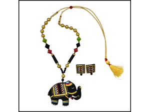 Elephant Clay Necklace & Earring Set