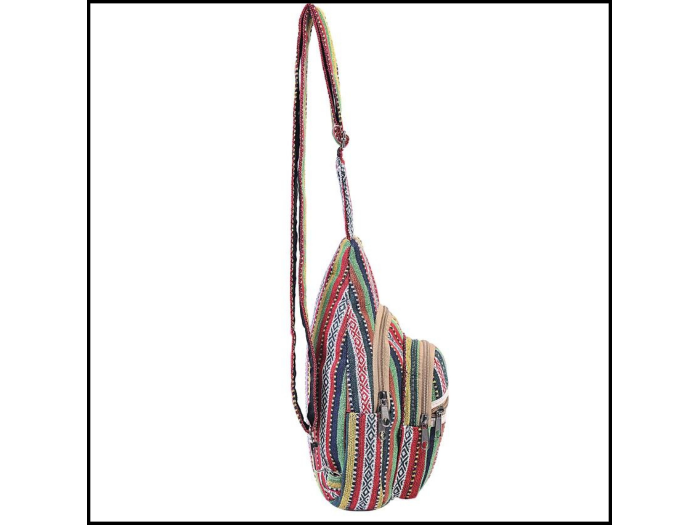 Red Multi Striped Crossbody Sling Bag 