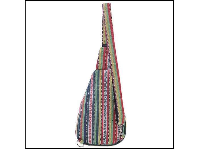 Red Multi Striped Crossbody Sling Bag 