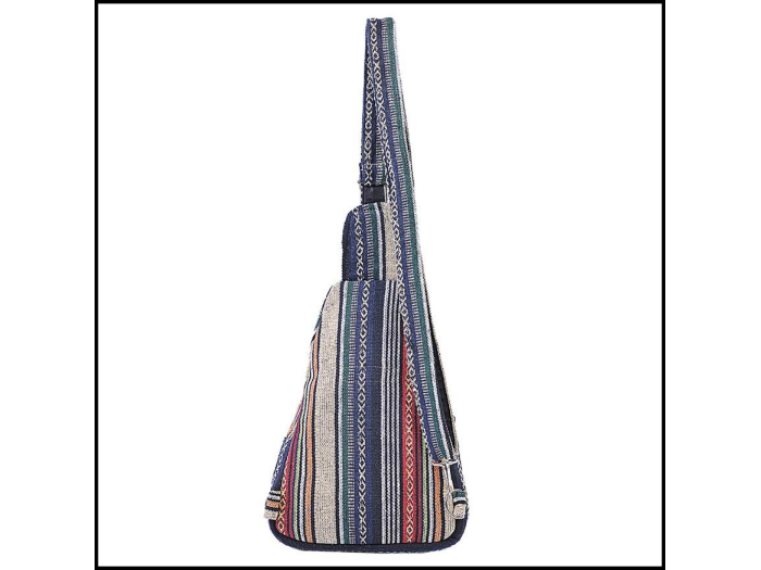 Blue Multi Striped Crossbody Sling Bag