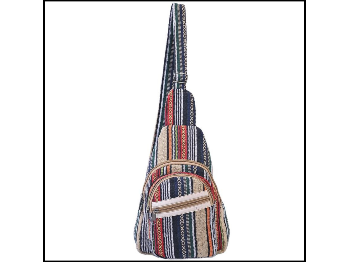 Blue Multi Striped Crossbody Sling Bag