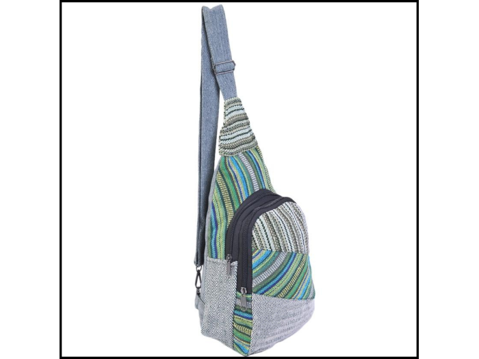 Green Multi Striped Crossbody Sling Bag