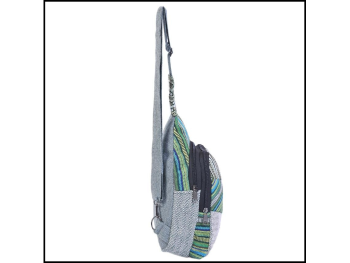 Green Multi Striped Crossbody Sling Bag