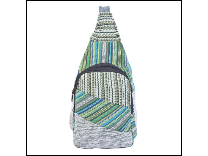 Green Multi Striped Crossbody Sling Bag