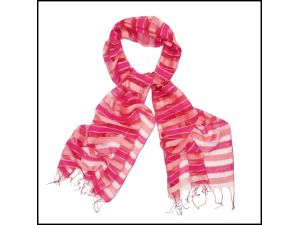 Raspberry Striped Scarf