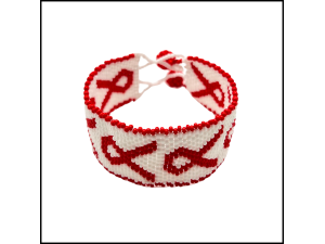 AIDS Ribbon Beaded Bracelet