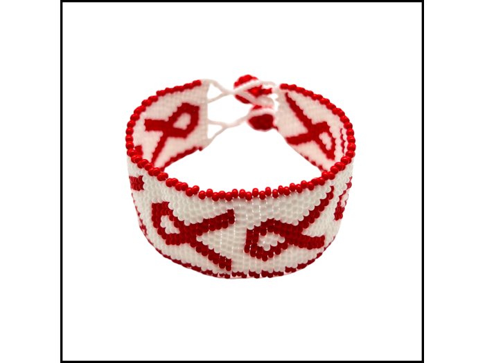 AIDS Ribbon Beaded Bracelet