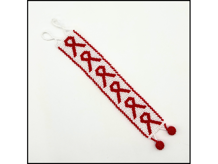 AIDS Ribbon Beaded Bracelet