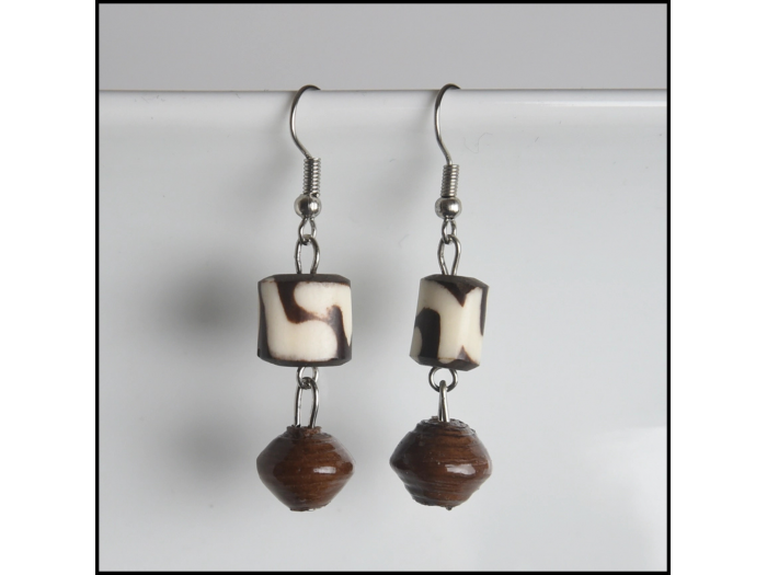 Batik Bone & Paper Earrings