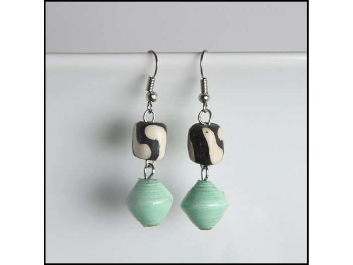 Batik Bone & Paper Earrings