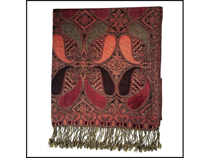 Dark Red Paisley Scarf