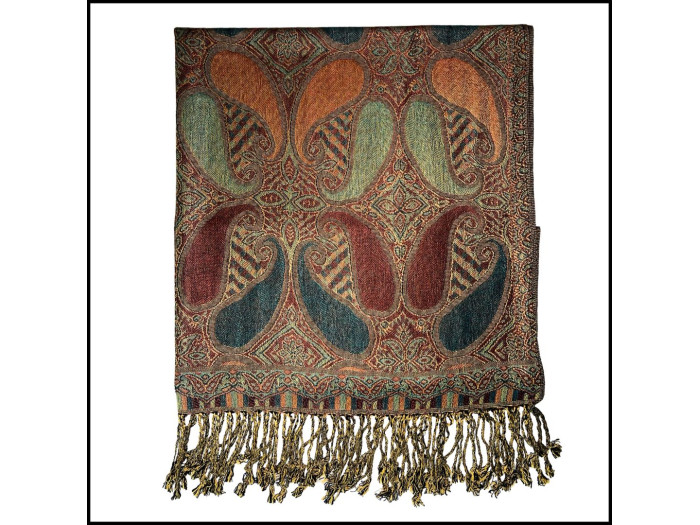 Dark Neutral Paisley Scarf