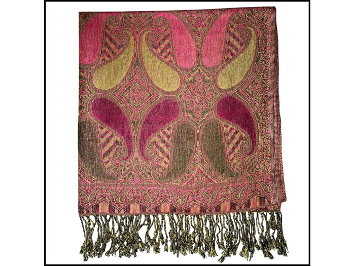 Fuchsia Jewel Tone Paisley Scarf 