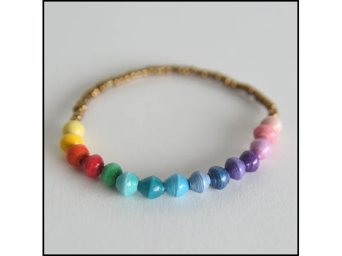 Rainbow Paper Bead Bracelet