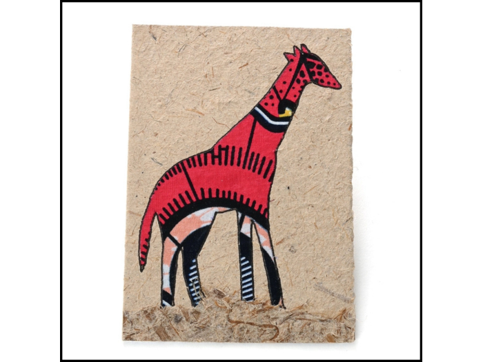 Kitenge Cloth Giraffe Card