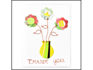 Metal Wire Flower Thank You Card