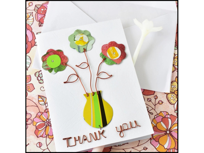 Metal Wire Flower Thank You Card