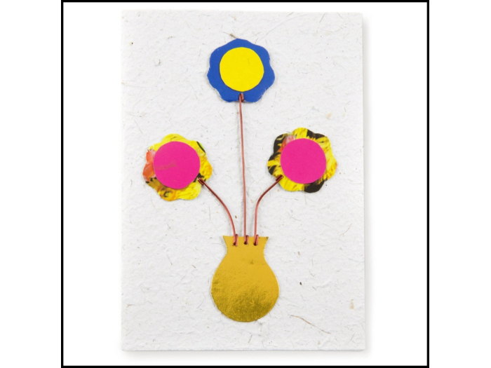 Metal Wire Flower Vase Card