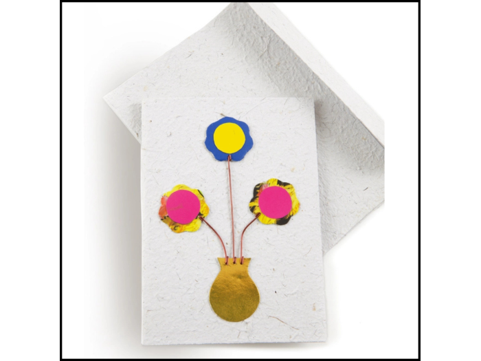 Metal Wire Flower Vase Card