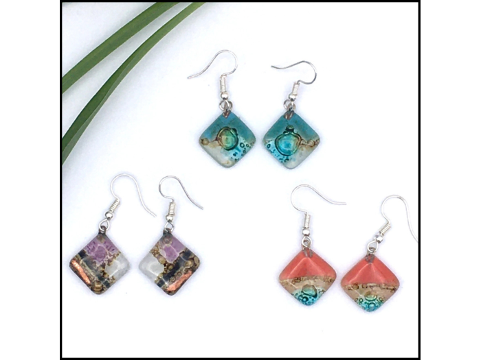 Diamond Glass Earrings